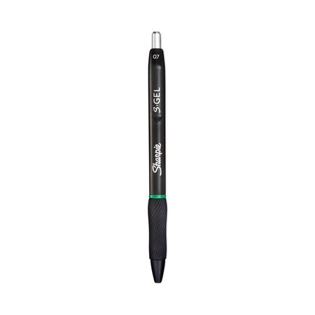 SHARPIE S-Gel High-Performance Gel Pen, Retractable, Medium 0.7 mm, Green Ink, Black Barrel, PK12 PK 2126216